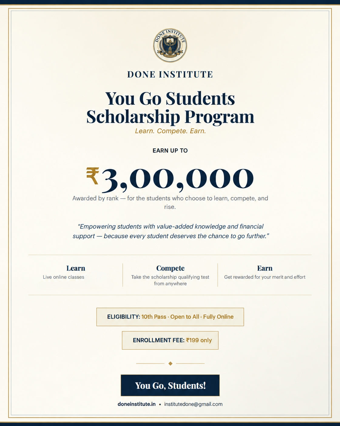 Apply for YG Students Scholarship Program – By Done Institute